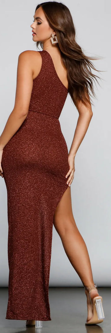 Daisy Formal One Shoulder Glitter Dress