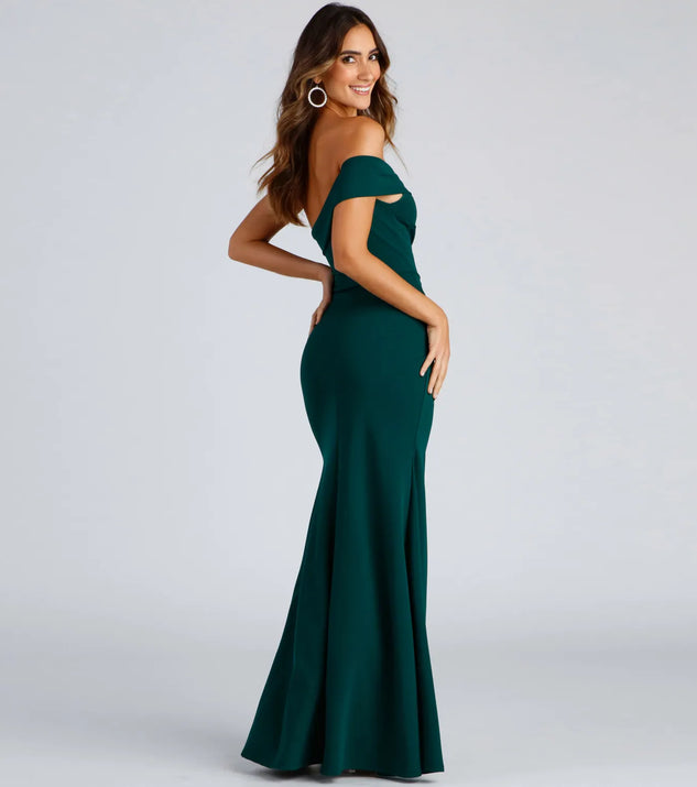 navy blue dress for baby girl Susana Asymmetric Off-Shoulder Mermaid Dress