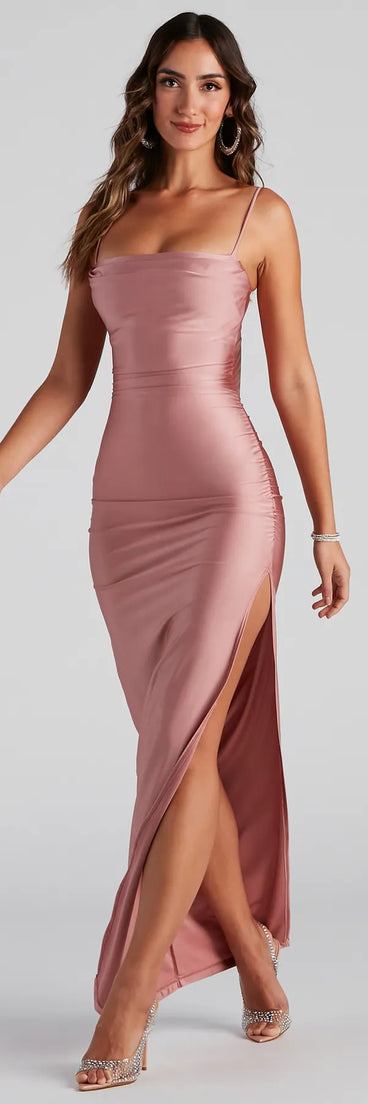 Ella Cowl Neck Satin Dress