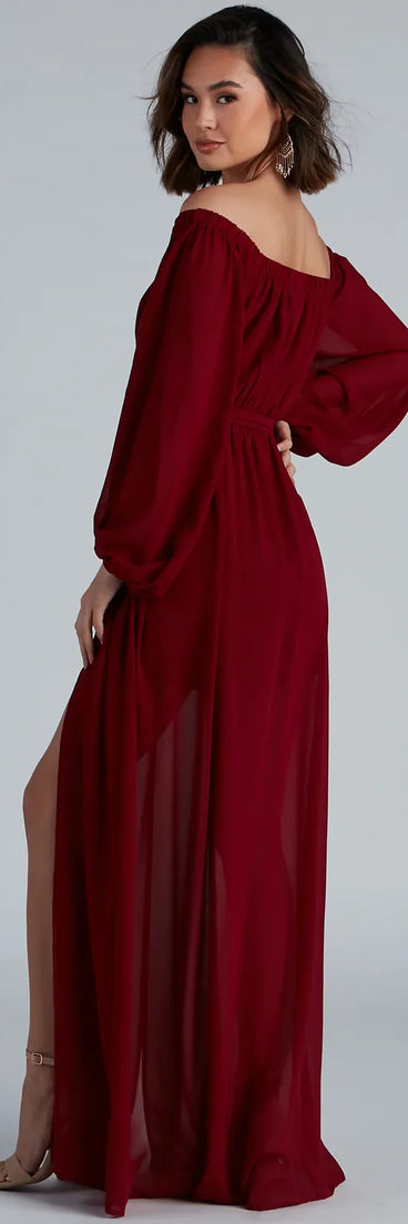 Britt Off-The-Shoulder Chiffon Formal Dress