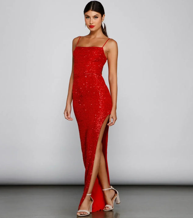 Fatima Sequin Cowl Neck Bodycon Formal Dress