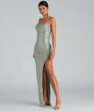 Fatima Sequin Cowl Neck Bodycon Formal Dress