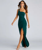 Make the big day unforgettable with the Iris One-Shoulder Crepe Dress, a gorgeous hunter green bridesmaid dress that balances elegance and affordability.