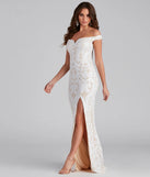 Kaylen Sequin Off-The-Shoulder Formal Dress