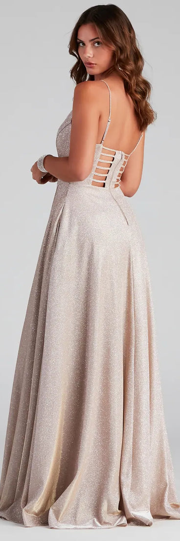 Lizzie Formal Glitter Caged A-Line Dress