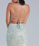 Christal Sequin Strappy Mermaid Formal Dress