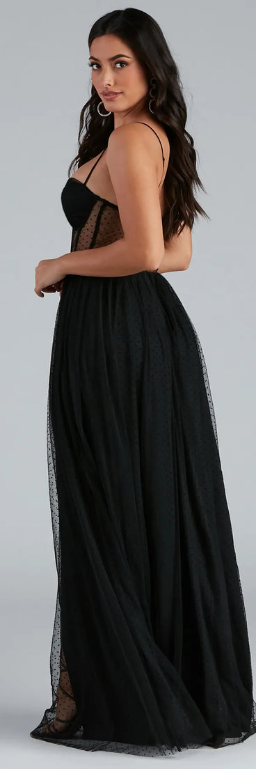 Tia Swiss Dot Corset A-Line Formal Dress