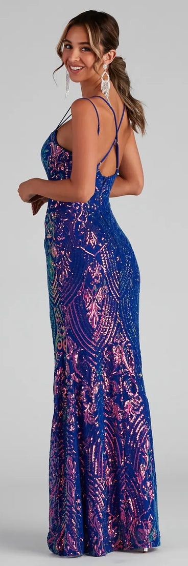 Polly Formal High Slit Sequin Dress