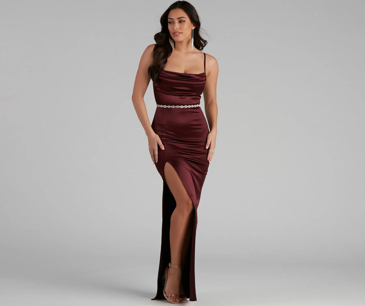 Calista Formal High Charming Slit Halter Dress main image 0