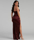 The Lala High Slit Satin Formal Dress in a vibrant hue is the perfect red holiday dress for seasonal celebrations from winter weddings and cocktail parties to holiday and New Year's Eve celebrations!