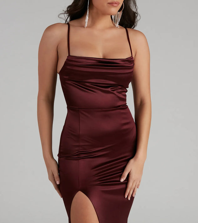 Lala High Slit Satin Formal Dress | Windsor