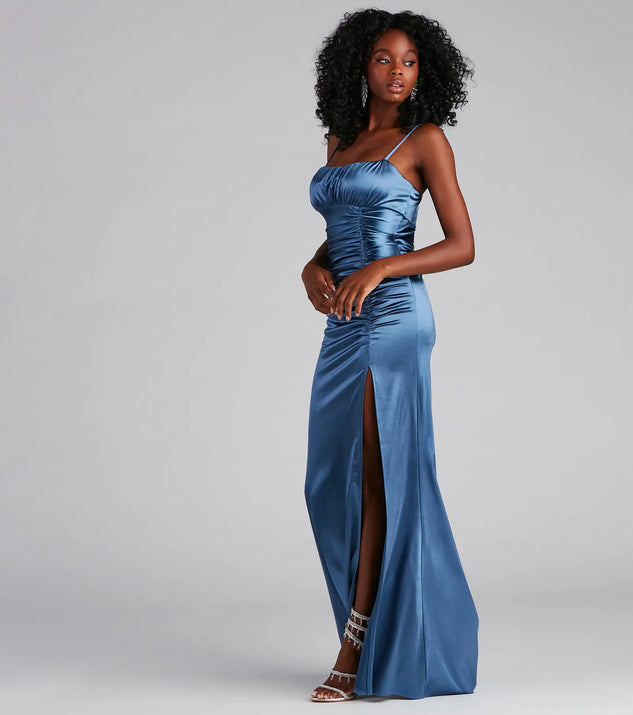 Brooklyn Satin Ruched Formal Dress Windsor