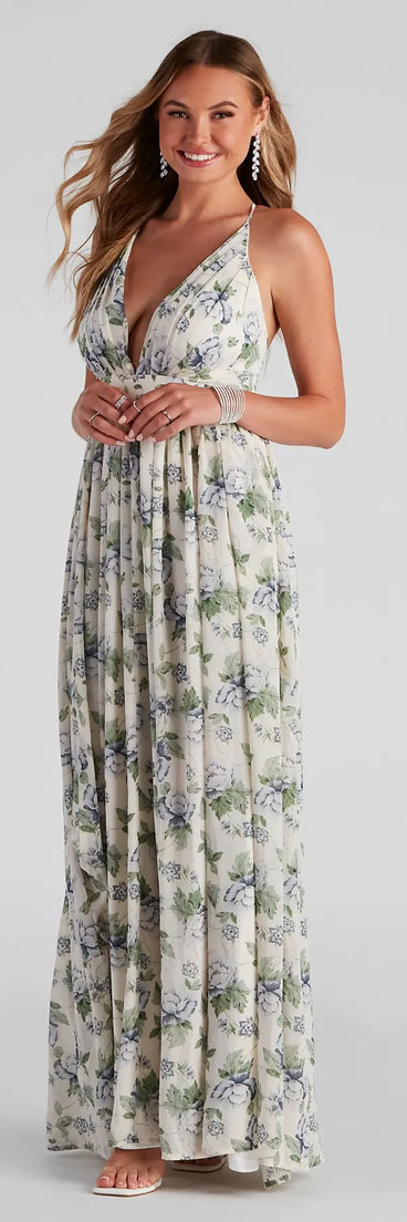 Zaya Formal Floral Chiffon Dress
