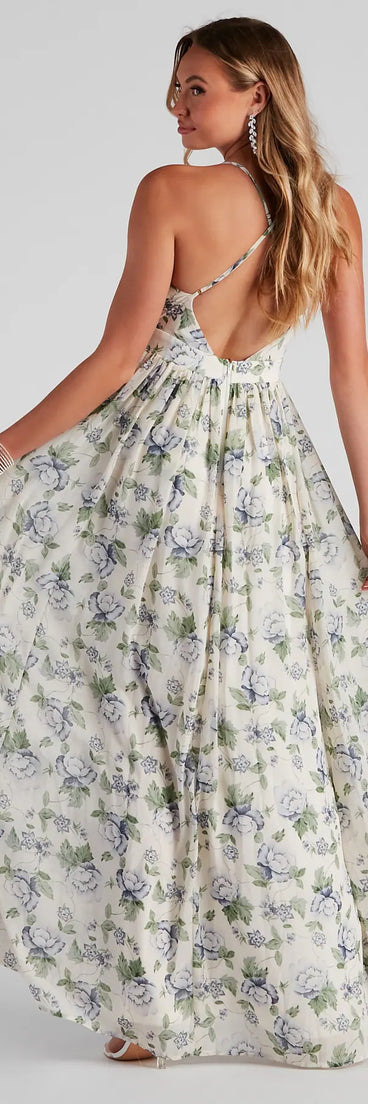 Zaya Formal Floral Chiffon Dress