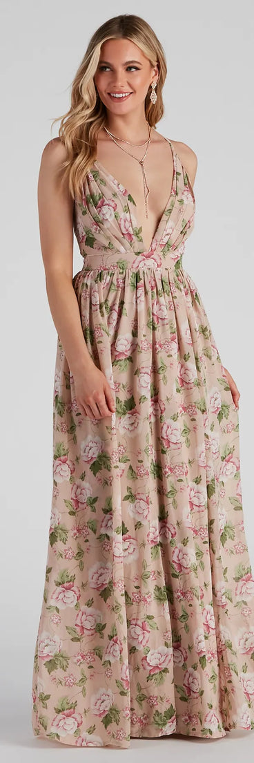 Veronica Formal Floral Chiffon A-Line Dress