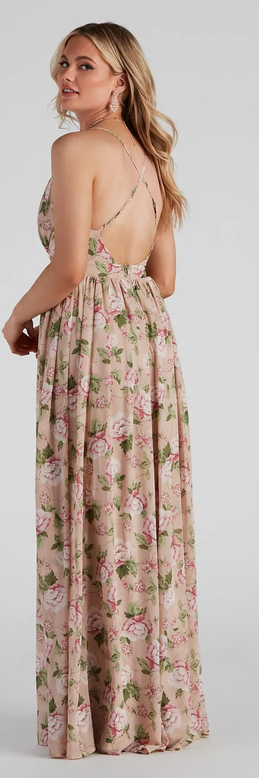 Veronica Formal Floral Chiffon A-Line Dress