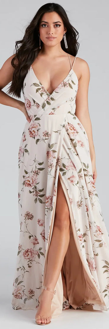 Geneviève Floral Chiffon Wrap Dress