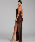 Sorella Sequin Wrap Slit Formal Dress