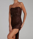 Sorella Sequin Wrap Slit Formal Dress