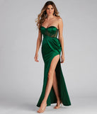 Lo Formal One-Shoulder Satin Corset Dress