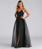 Stassie Sparkly Tulle A-Line Long Dress