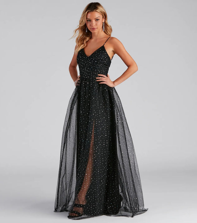 Stassie Sparkly Tulle A-Line Long Dress