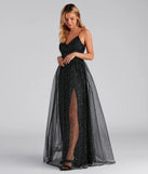 Stassie Sparkly Tulle A-Line Long Dress