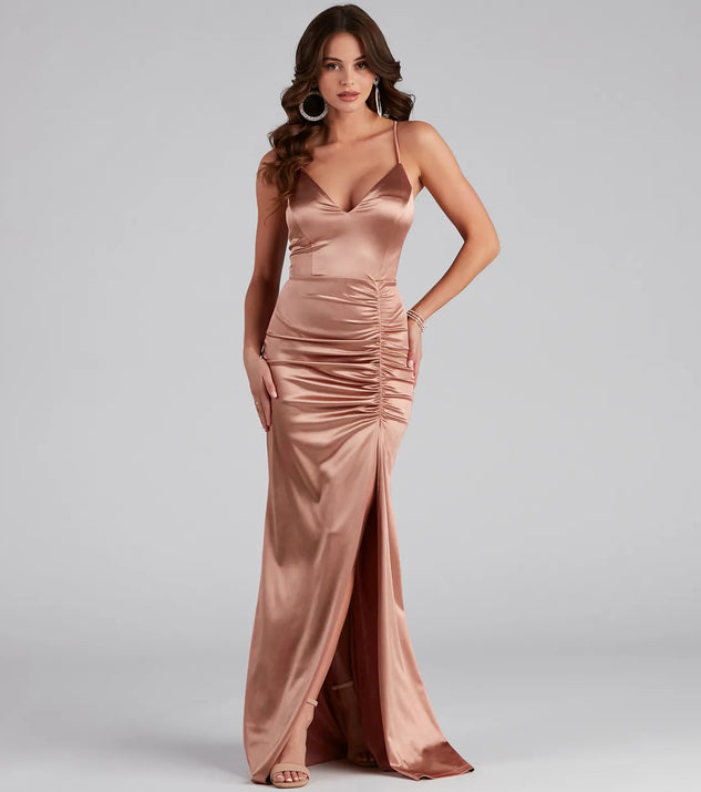 Abigail Ruched Satin Mermaid Dress