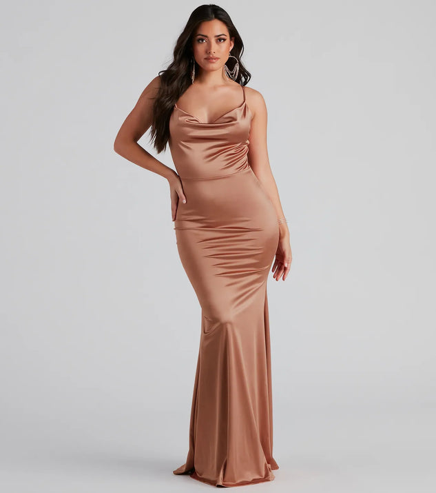nala satin dress windsor Nala Cowl Neck Satin Dress