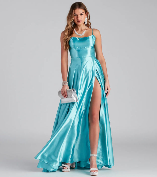 empire waist satin dress Glitter Lime Green Luxury Dubai Evening Dress Engagement Arabic LA72447 Pink / 16 main image 1