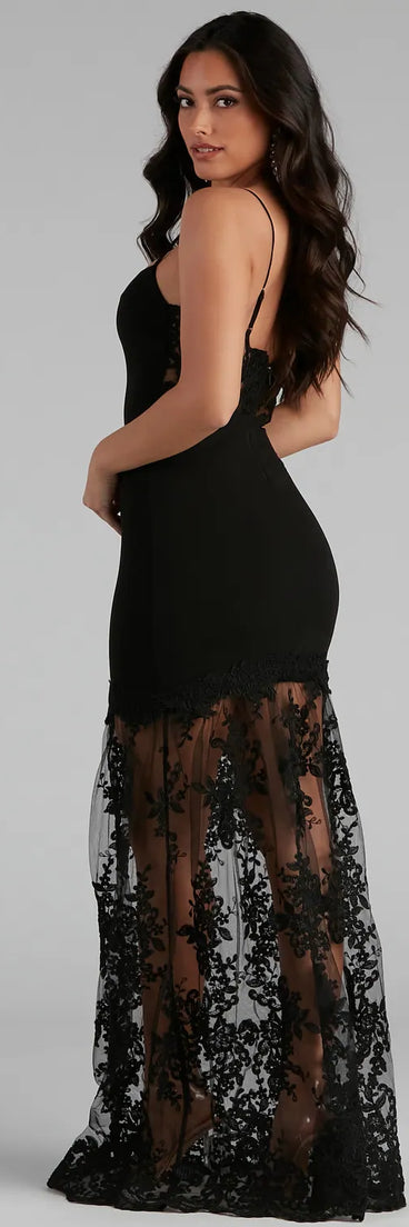 Anahi Crepe And Lace Mermaid Dress