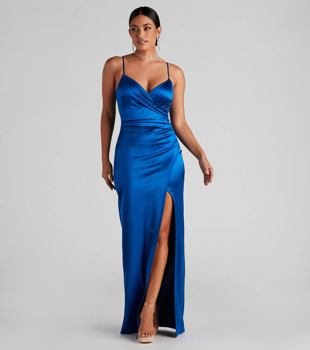Jolina Wrap Skirt Satin Dress | Windsor