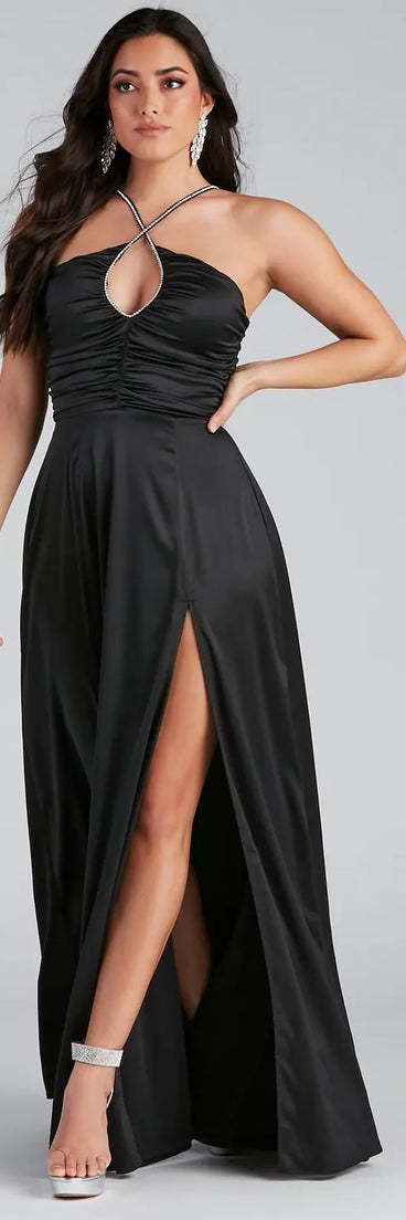 Kaelie Formal Satin A-Line Dress