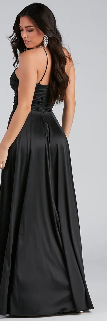 Kaelie Formal Satin A-Line Dress