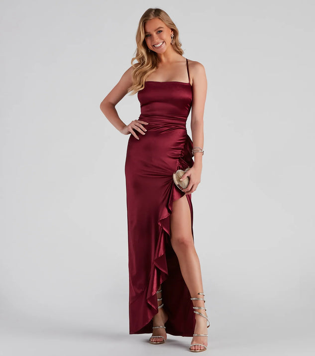 Jane Formal High Slit Satin Dress | Windsor Jane Formal High Slit Satin Dress | Windsor