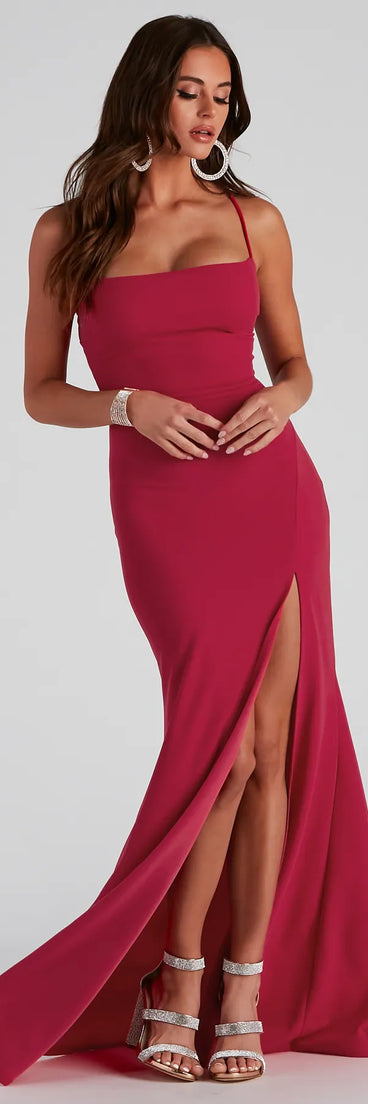 Tabitha Formal High Slit Crepe Dress