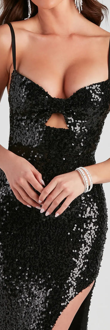 Lena High Slit Sequin Formal Dress