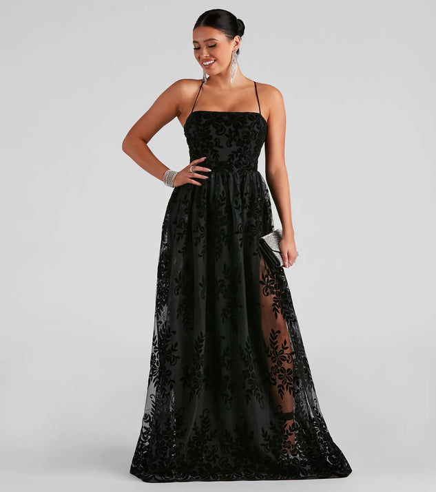 desiree formal flocked mesh dress Desiree Formal Flocked Mesh Dress