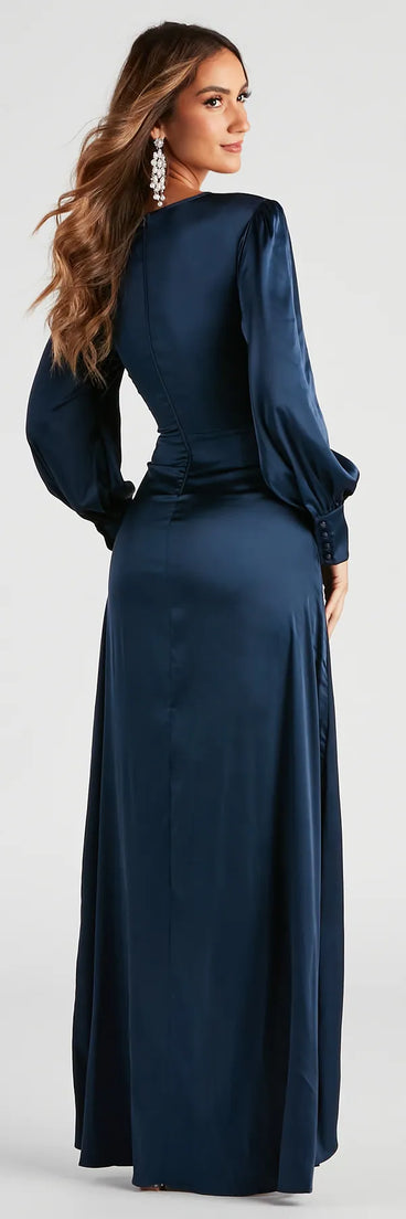 Kali Formal Satin Wrap Dress