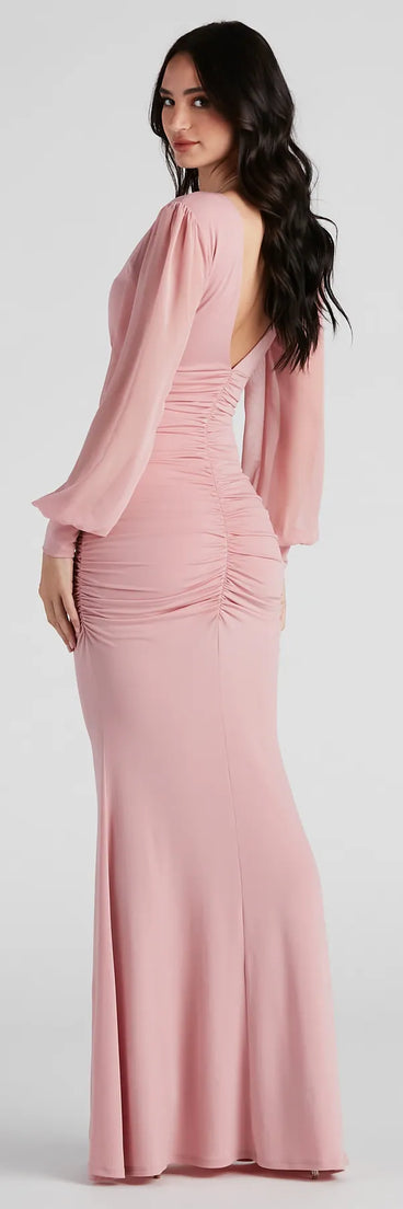 Piper High Slit Ruched Formal Dress