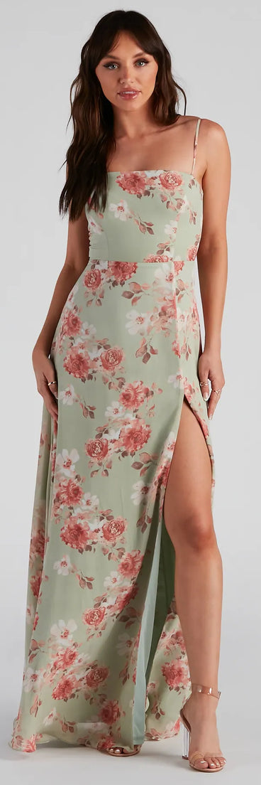 Bretly Formal Floral Chiffon Dress