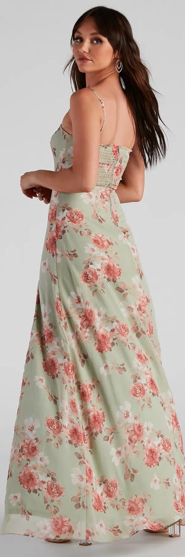 Bretly Formal Floral Chiffon Dress