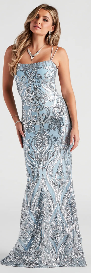 Kenzie Formal Sequin X-Back Dress