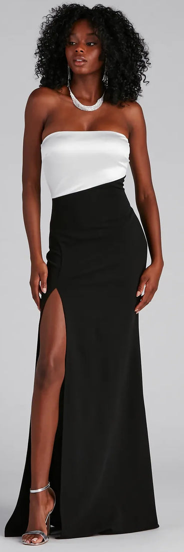 Vanessa Strapless Satin Crepe Formal Dress