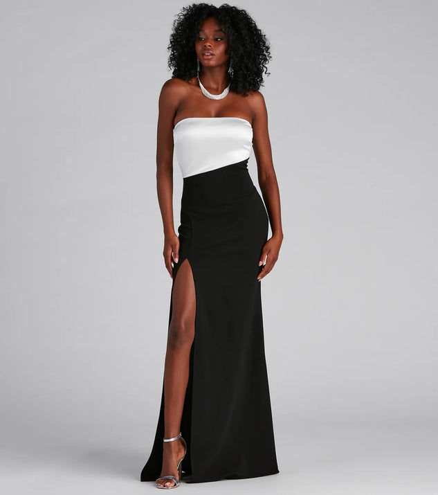 Vanessa Strapless Satin Crepe Formal Dress