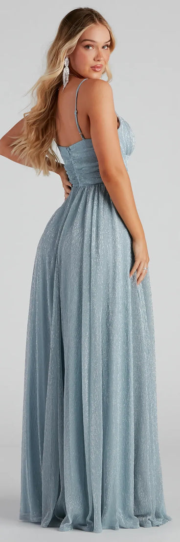 Adler Formal Metallic Sparkle A-Line Dress