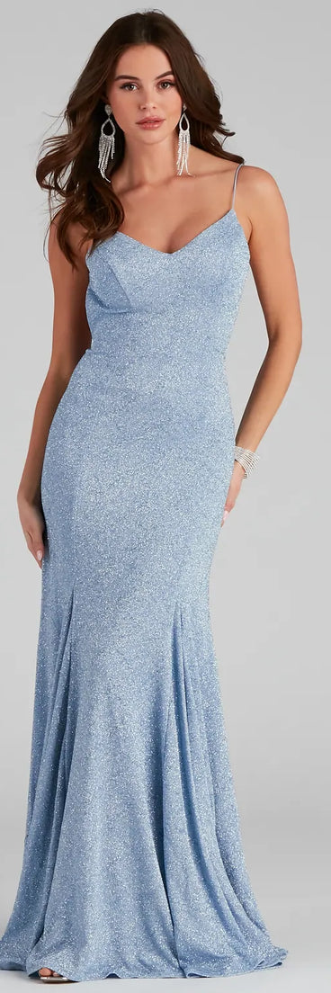 Becky Formal Glitter Open-Back Long Dress