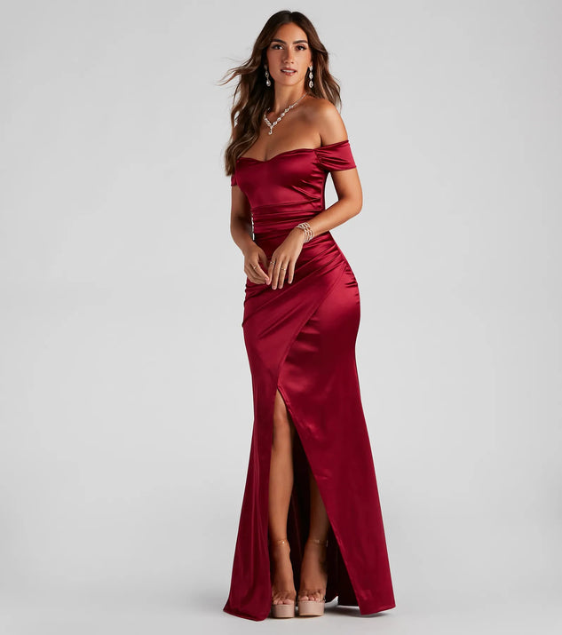 valencia formal off the shoulder wrap dress Valencia Formal Off-The-Shoulder Wrap Dress