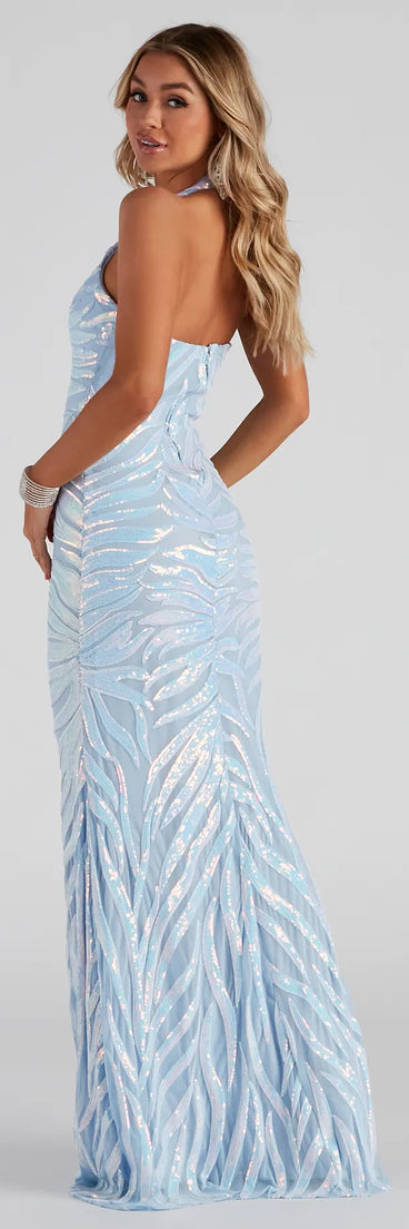 Jailene Formal Sequin Halter Dress