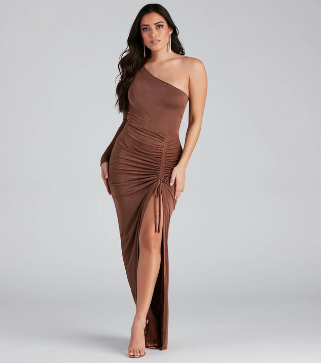 Jade One Shoulder Ruched Formal Dress